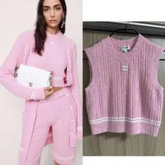 CHANEL シャネル 22SS ココマーク ニットベスト ノースリーブ ピンクのサムネイル