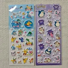 ​【海外限定】ポケモン 3Dぷっくりシール 2枚セット（ピカチュウ・ゲンガー他）