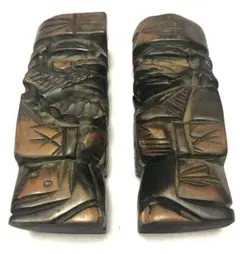 ニポポ アイヌ 北海道 こけし 夫婦 人形 木製 木彫り 彫刻  焼き 像 網走