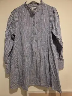 【美品 】 青白ストライプ 長袖シャツ