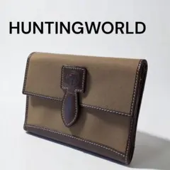 【未使用級】 ハンティングワールド 三つ折り財布 キャンバス レザー カーキ 2026年最新】HUNTING WORLD カラー：カーキ系 メンズ 三つ折り財布の