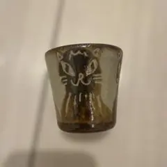 やちむん 十鶴 猫の絵柄 陶器製 ミニカップ 置物