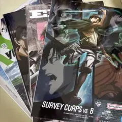 【5枚セット】進撃の巨人 クリアポスター 一番くじ エレン リヴァイ