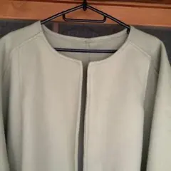 3月31日までのお値段　ライトグリーン ノーカラー フリースコート