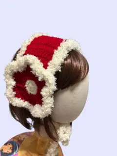 お花型のイヤーマフ　ハンドメイド　ヘッドドレス