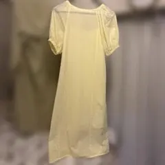 【ユニクロ】ハナタジマ コラボコットンボリュームスリーブワンピース（半袖）黄色