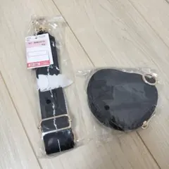 セット　MUMU　スマホショルダーストラップとハート型ポーチ　黒　しまむら　新品