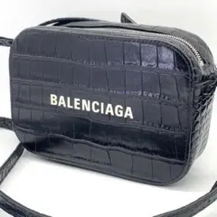 超美品 バレンシアガ エブリデイ カメラバッグ ミニショルダー クロコ型押し 黒のサムネイル