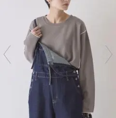 新品タグ付⭐️ワッフル配色メロープルオーバー M チャコールグレー
