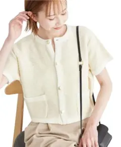 ロペピクニック 金ボタンハーフスリーブニットカーディガン