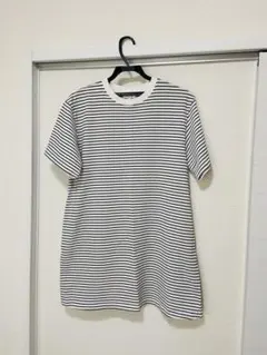 COS ボーダー 半袖 Tシャツミニワンピ　ホワイト ネイビー Sのサムネイル