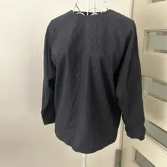 DESIGNERS REMIX 34 変わり袖トップス　ストライプ　濃紺