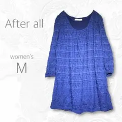 アフターオール After all M 七分袖 チュニック ネイビー フリル 春