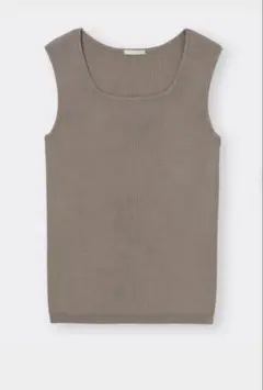 GU リブニットスクエアネックタンクトップ　L