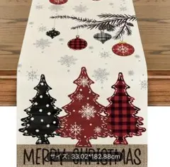 テーブルランナー テーブルクロス　クリスマスパーティ　キッチン　ツリー　赤　白