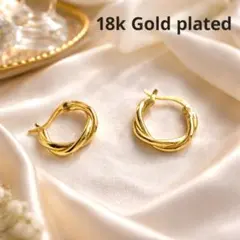 【75%引き!!】18k コーティング フープ ピアス 大人気　高見え プチプラ