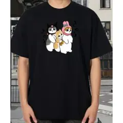 モフサンド猫のイラスト Tシャツ ブラック