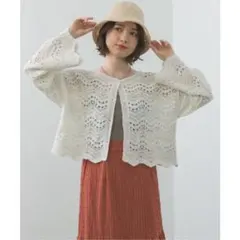 RETRO GIRL レトロガール 2WAYクロシェカーデ F 白 綿100%