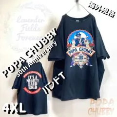POPA・CHUBBYバンドTシャツ両面大ロック音楽ブルース肉厚黒ブラック古着
