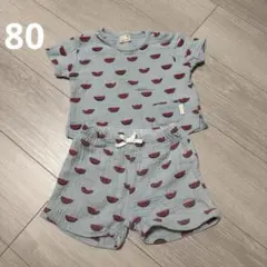 【petit main】スイカ柄 ガーゼ セットアップ 80cmのサムネイル