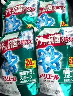 新品※訳あり品※アリエール 部屋干し 超抗菌プレミアム 超消臭 詰め替え用4個のサムネイル