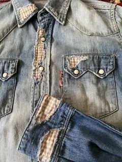 BLUEBLUE デニムウエスタンシャツ　　パッチワーク　襤褸