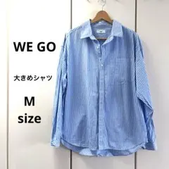 WEGO/大きめ長袖シャツ/Msize/ブルー系ストライプのサムネイル
