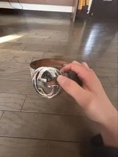 GUCCI GGロゴベルト ベージュ/シルバー　今日限定値下げ