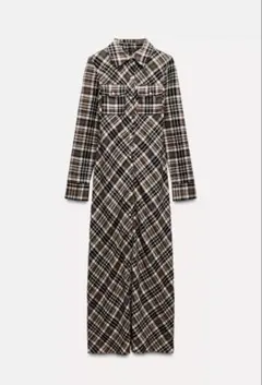 ZARA チェック柄 ロングシャツワンピース