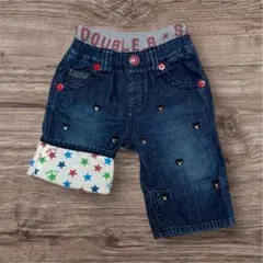 ミキハウス ダブルビー 90 半ズボン 夏物 デニムパンツ クマ柄 レトロ