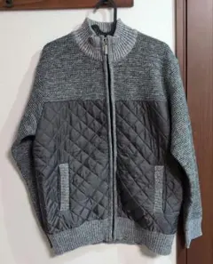 グレー キルティング ジップアップジャンパー