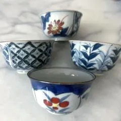 陶器製　絵がわり　湯飲み 4個セット