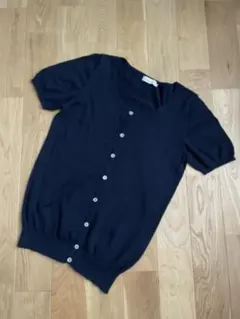 earth music & ecology★ネイビー 半袖ニット