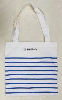 SHIPS any エコバッグ ホワイト/ブルー ストライプのサムネイル