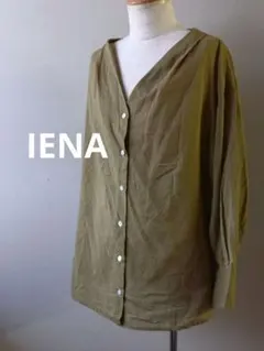 イエナ　Vネック　ブラウス　シャツ　オリーブ　カーキ