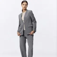 2025♡GU ウォッシャブル ノーカラージャケット パンツスーツ セットアップ