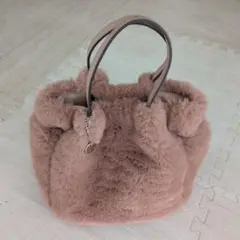 ikka ファー トートバッグ ピンクベージュ
