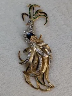 ヴィンテージ　鳥　フェニックス　鳳凰　極楽鳥　ビンテージ　ブローチ