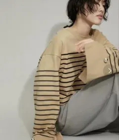 ADAM ET ROPÉ FEMME バスクボーダーコンビロンTEE