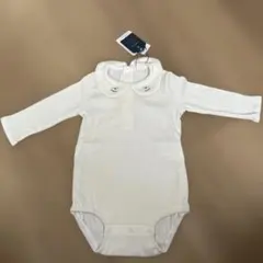 新品・タグ付き　cottoli ホワイト 襟付きロンパース 80cm