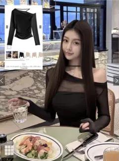 GRL シアーワンショルダートップス×チューブトップアンサンブル[ks098]