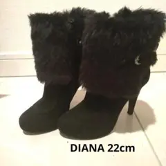 ダイアナ DIANA ファーブーツ 黒 22cm スエード ヒール 日本製のサムネイル