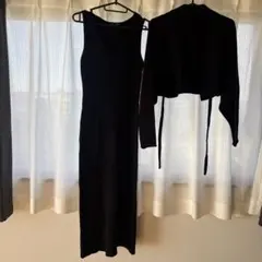 GU ブラック ロングニットワンピース XS