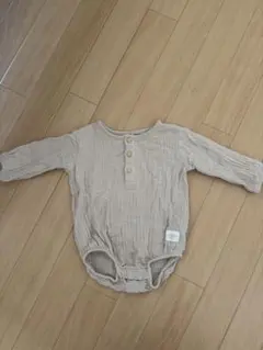 H&M ベビー 長袖 ロンパース オーガニックコットン ベージュ 62cm