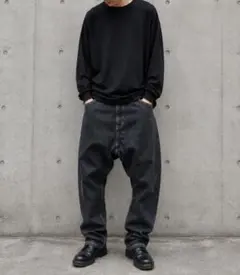 archive Y2K サルエル ブラックデニムパンツ 白ステッチ