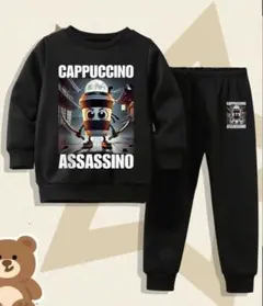 イタリアンブレインロッド　裏起毛セットアップ　黒　128〜140cm