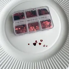 ネイルパーツ ハート 赤 スパンコール レッド ホログラム