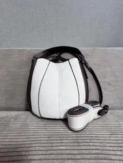 ZARA 2way バケットバッグ ブラウン×アイボリー
