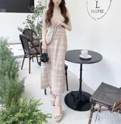 Rady ニットワンピース　ロング　チェック　ベージュ　Mサイズ