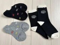 カメリア黒アイボリーソックスセット